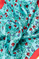 Turquoise Rosebud Silk Scarf 5