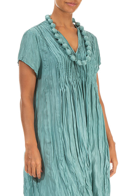 Turquoise Silk Bead Necklace 3