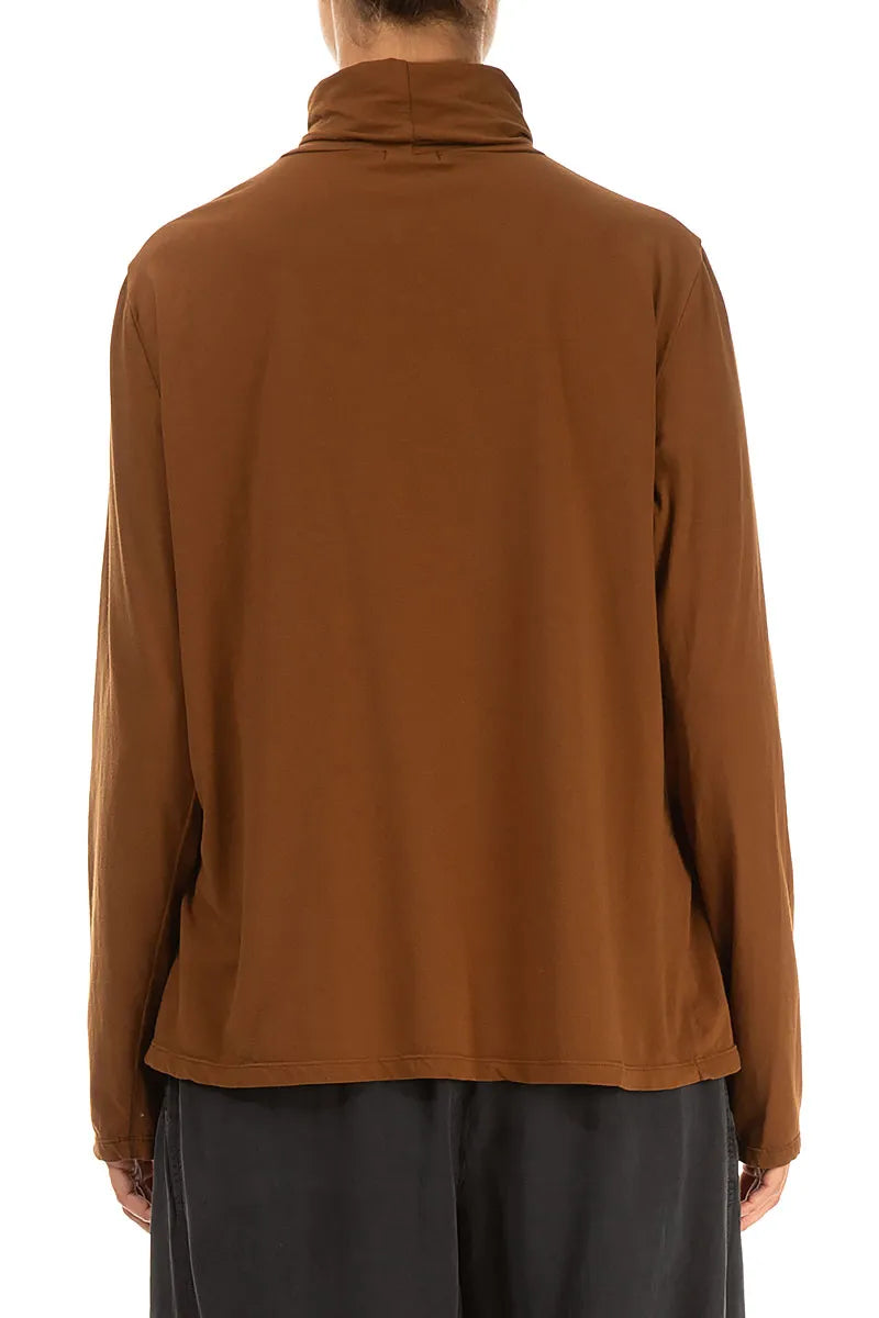 Rollkragenbluse aus gealterter Kupferbaumwolle