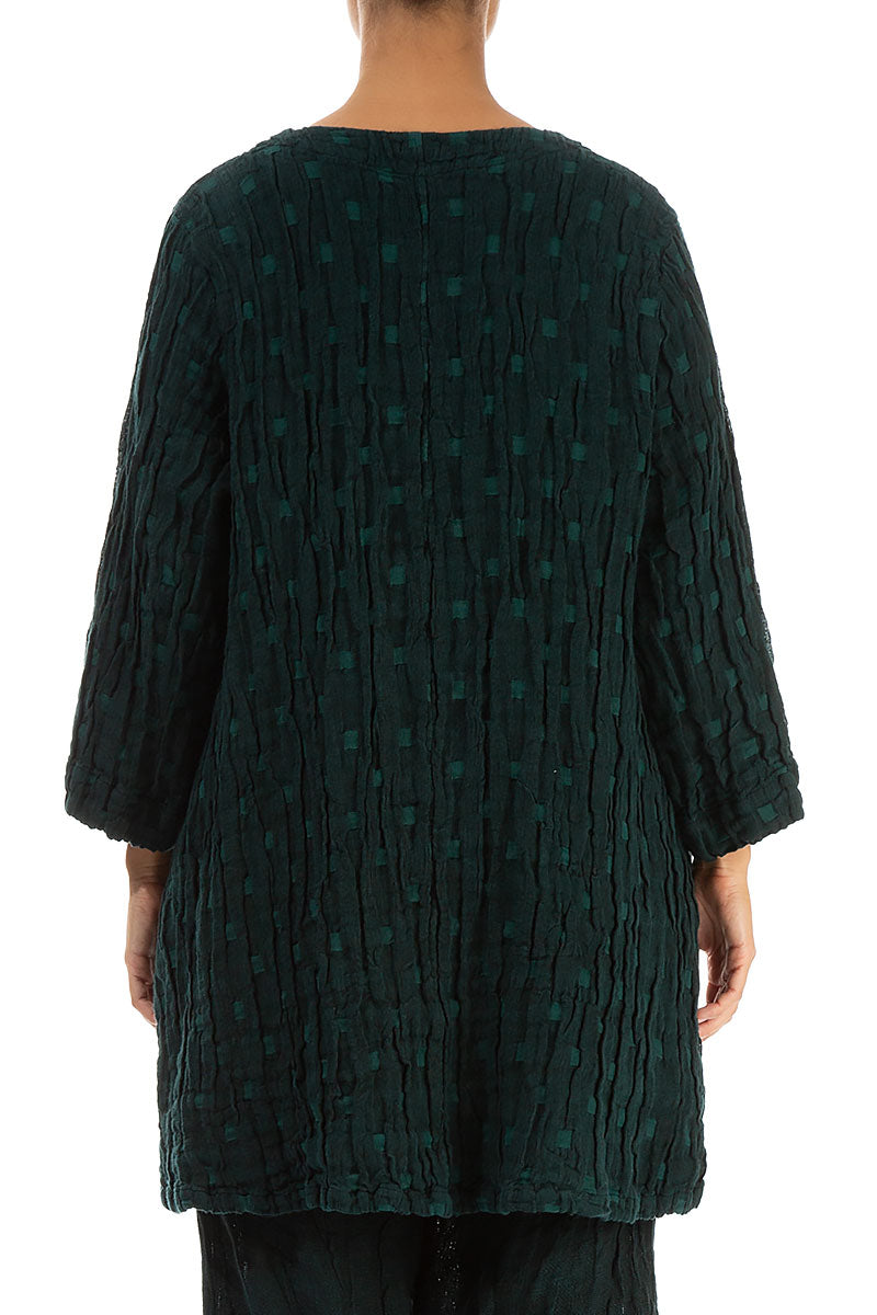Twin Pockets Emerald Textured Linen Tunic 2