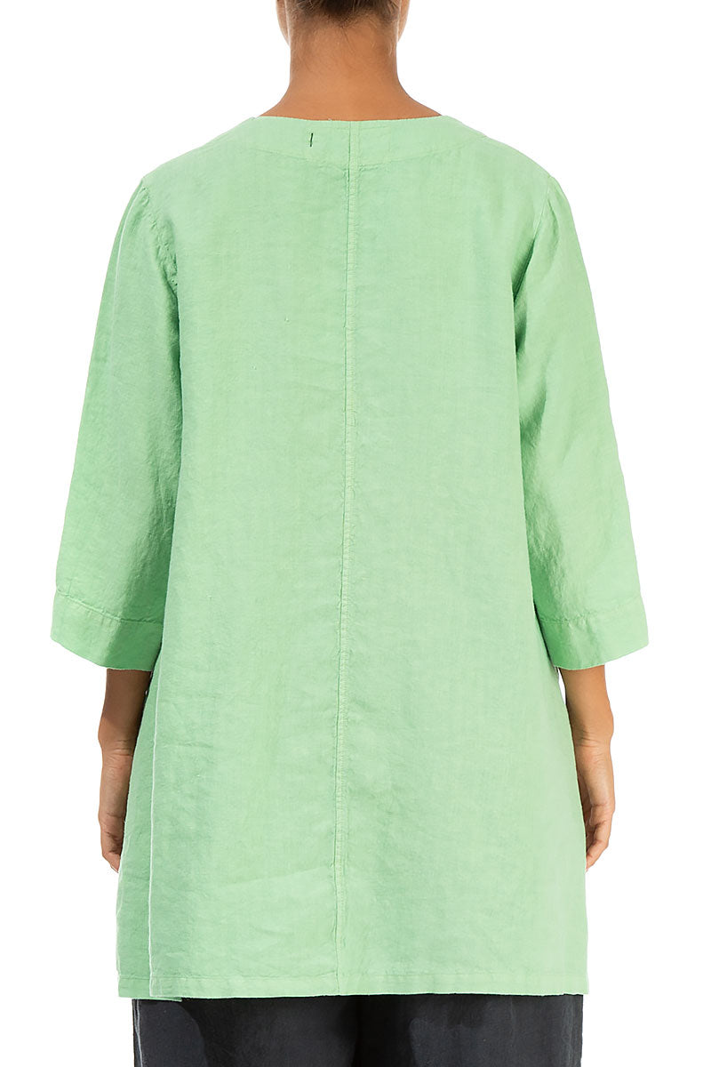 Twin Pockets Green Sorbet Linen Tunic 2