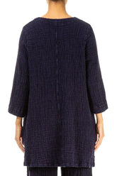 Twin Pockets Royal Purple Textured Linen Tunic 2