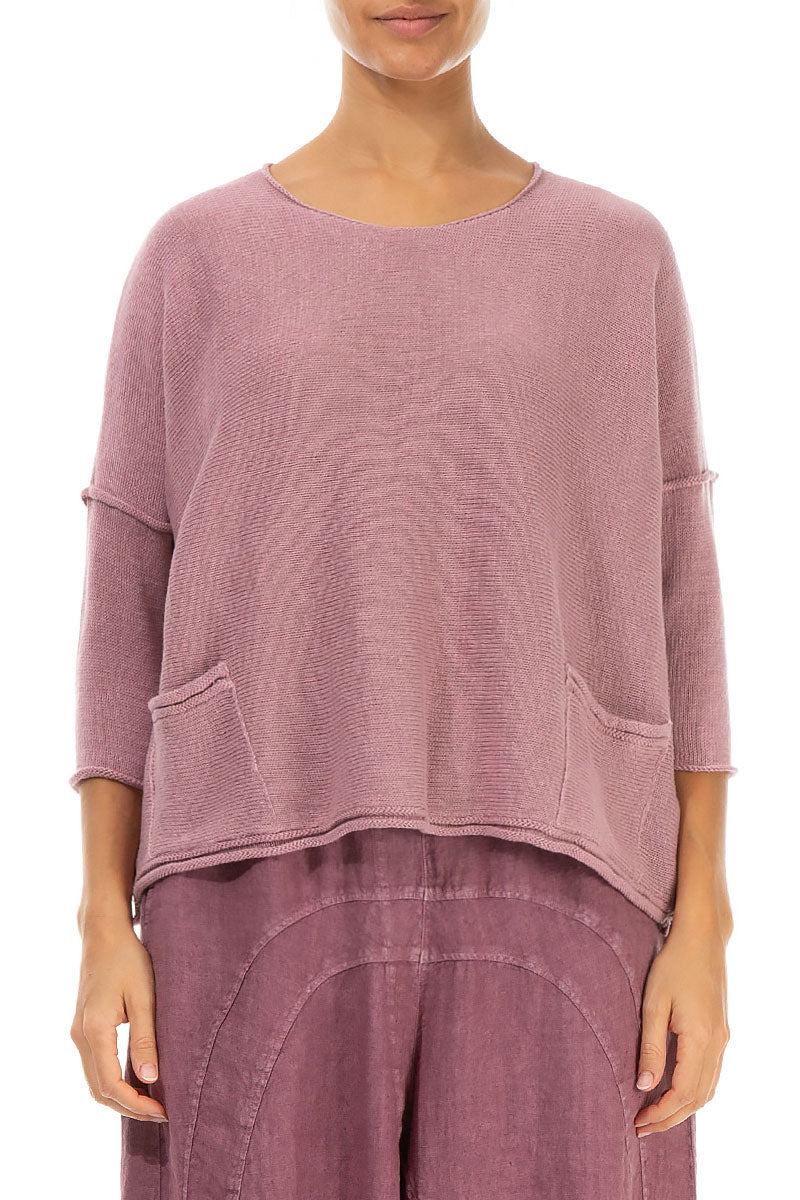 Two Pockets Mauve Pink Linen Jumper 1