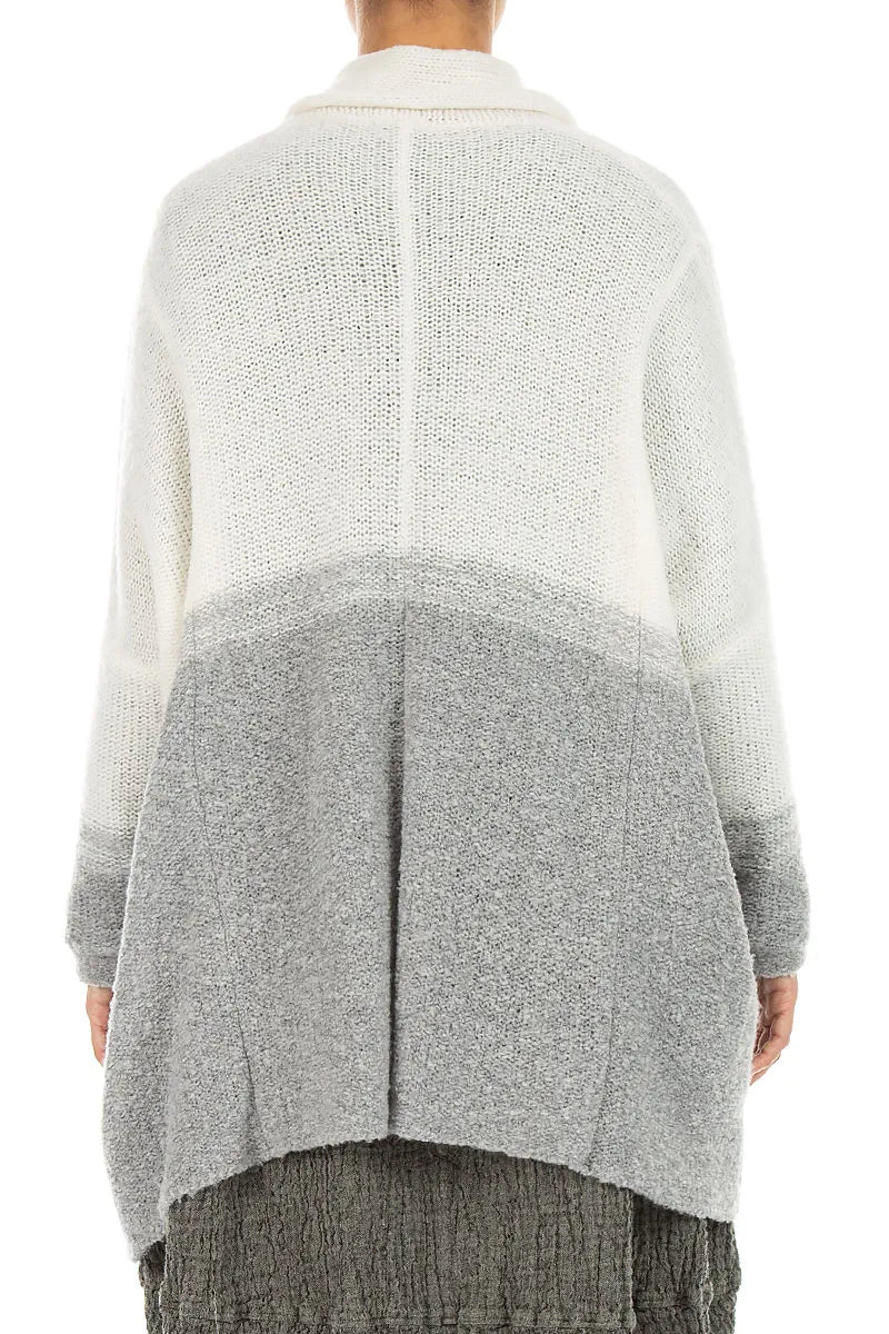 Two-Tone Light Grey Wool Cardigan 2