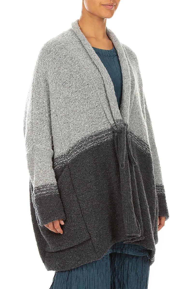 Two-Tone Grey Wool Cardigan 4