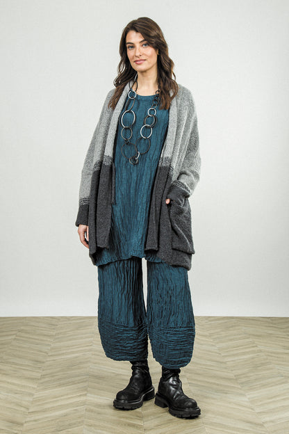 Two-Tone Light Grey Wool Cardigan