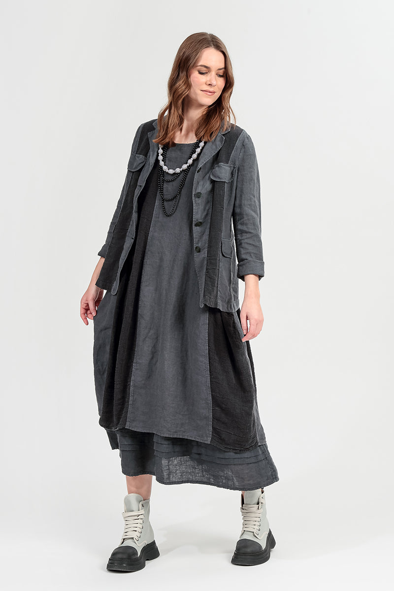Vertical Line Graphite Linen Jacket 7