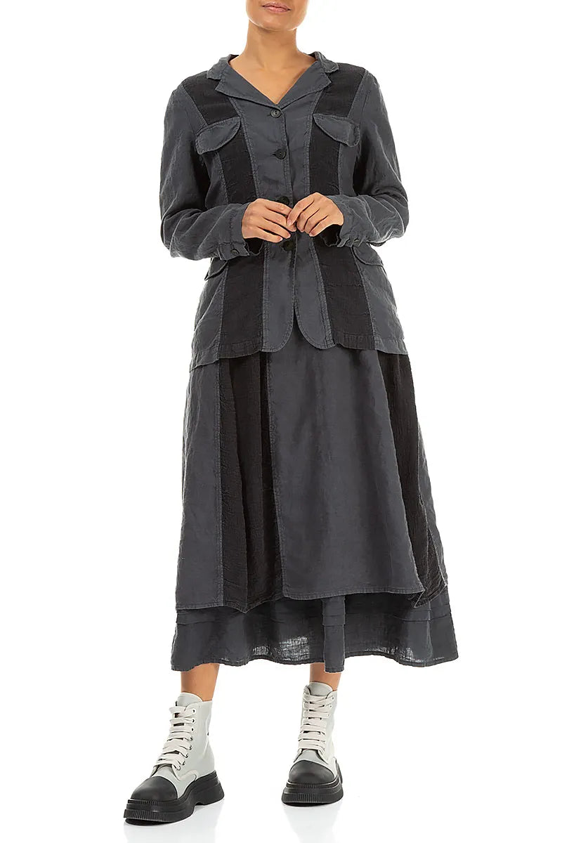 Vertical Line Graphite Linen Jacket 5