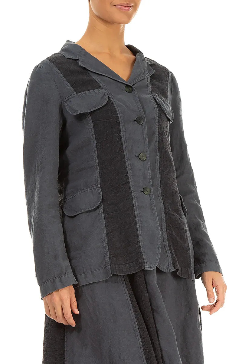 Vertical Line Graphite Linen Jacket 3
