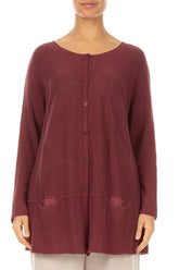 Two Pockets Antique Ruby Linen Cardigan 1