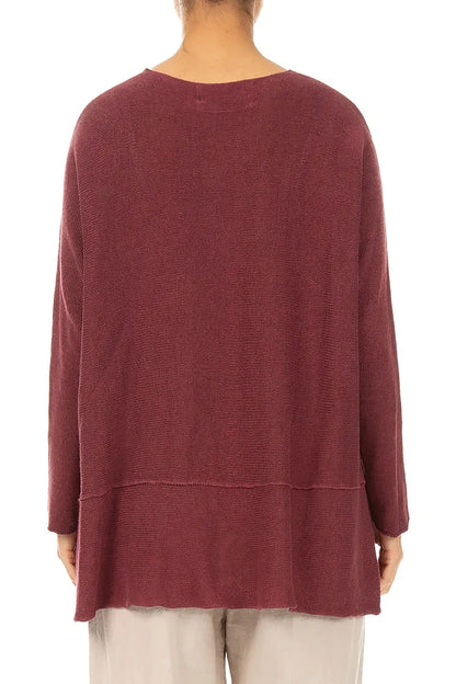 Two Pockets Antique Ruby Linen Cardigan 2