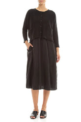 Two Pockets Black Linen Cardigan 4