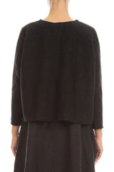 Two Pockets Black Linen Cardigan 2