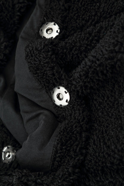 Loose Black Teddy Cotton Gilet