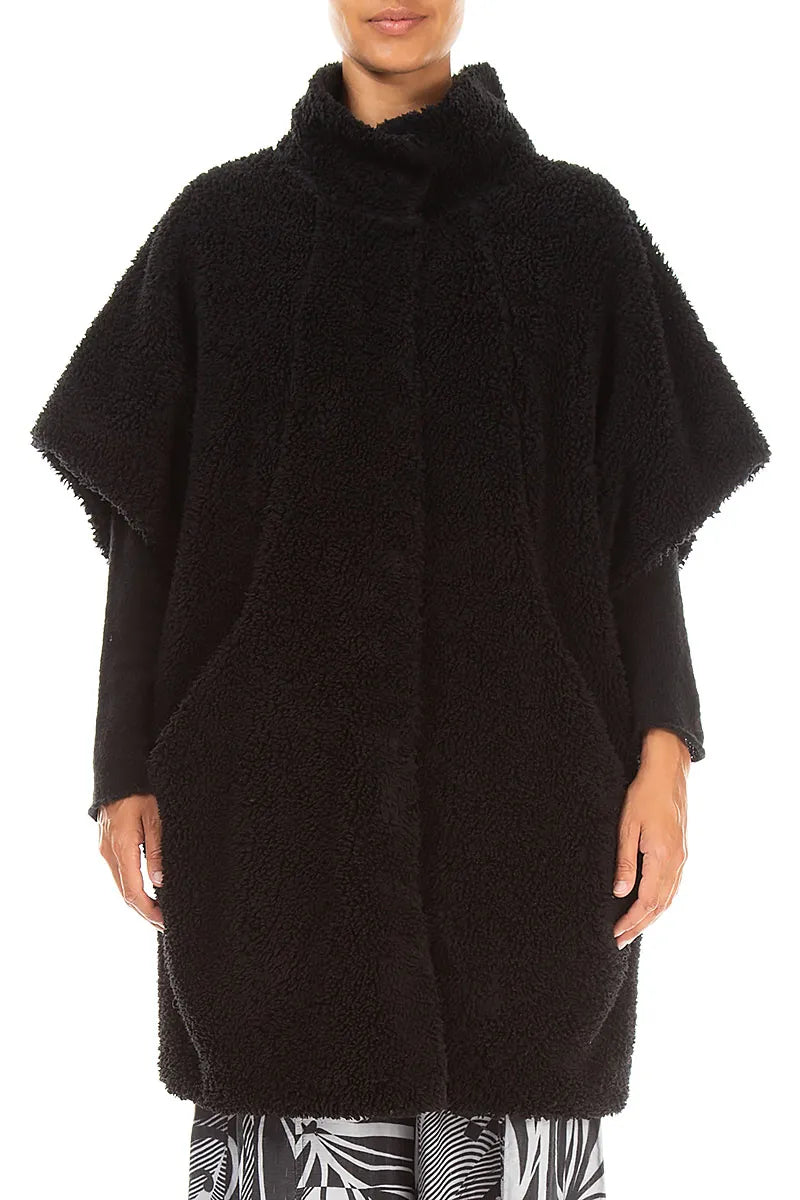Loose Black Teddy Cotton Gilet