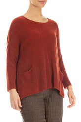 Two Pockets Burnt Orange Wool Sweater 3