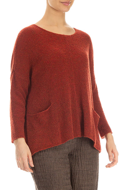 Two Pockets Burnt Orange Wool Sweater 3