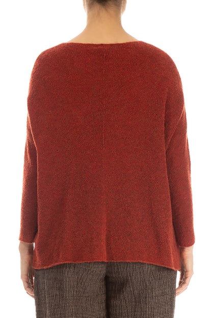 Two Pockets Burnt Orange Wool Sweater 2