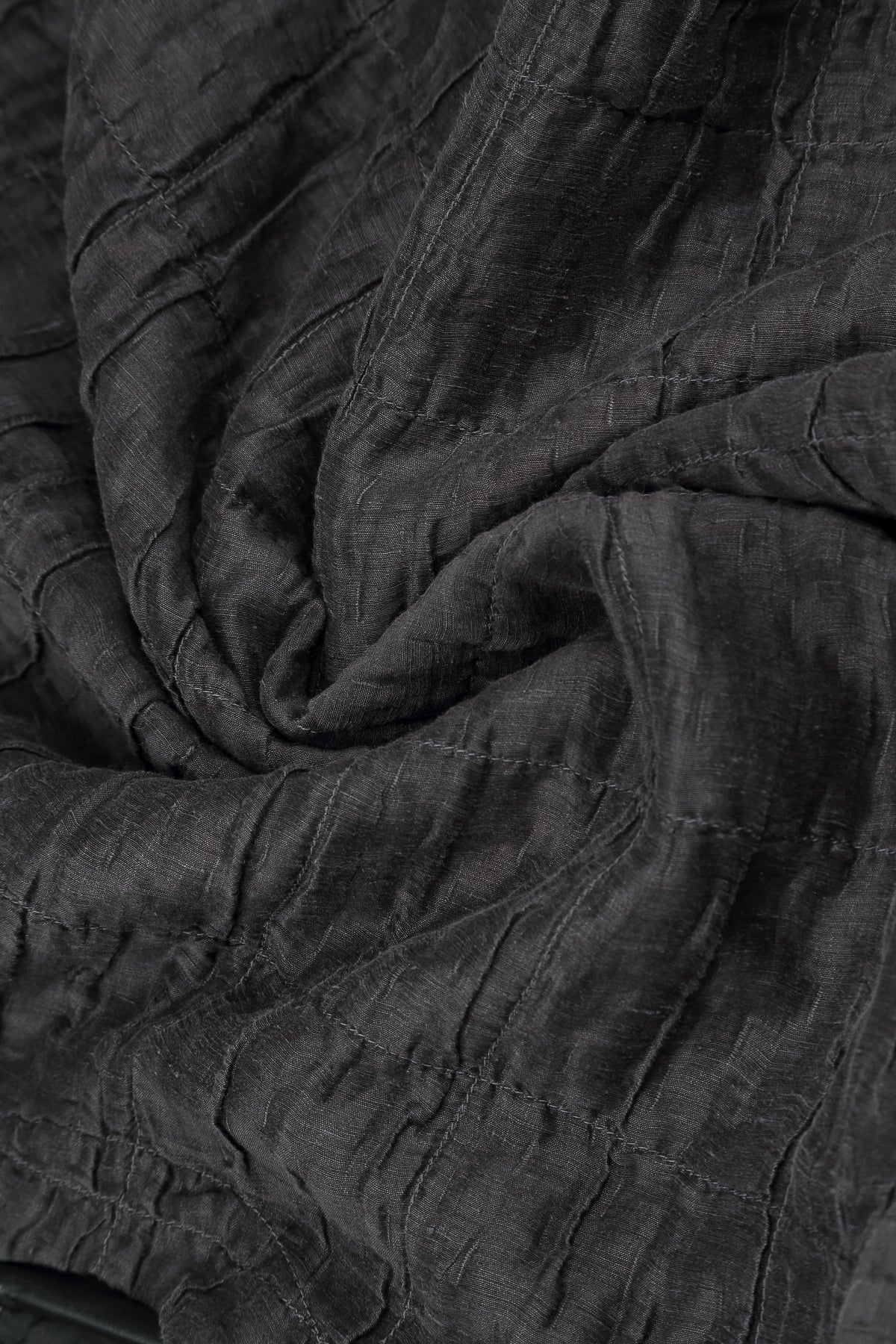 Two Pockets Charcoal Pleated Silk Linen Jacket 5