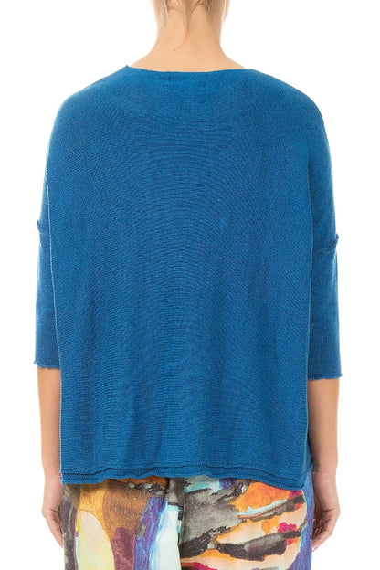 Two Pockets Cobalt Blue Linen Jumper 2