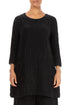 Two Pockets Crinkled Black Silk Linen Tunic 1