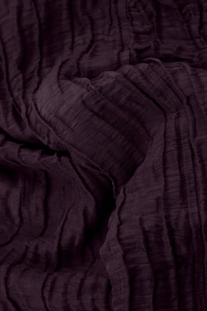 Two Pockets Crinkled Deep Plum Silk Linen Tunic