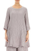 Two Pockets Crinkled Greige Silk Linen Tunic 1