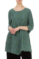 Two Pockets Dark Sage Circle Silk Linen Tunic 3