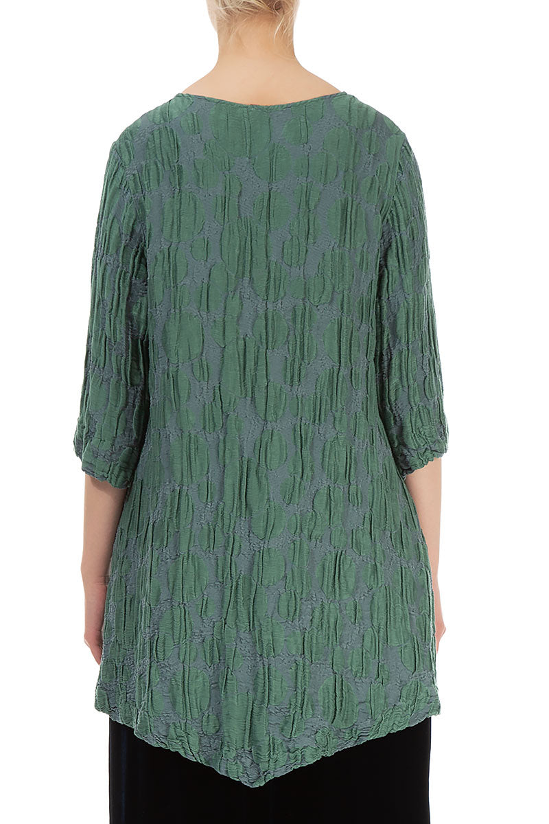 Two Pockets Dark Sage Circle Silk Linen Tunic 2