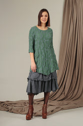 Two Pockets Dark Sage Circle Silk Linen Tunic 6