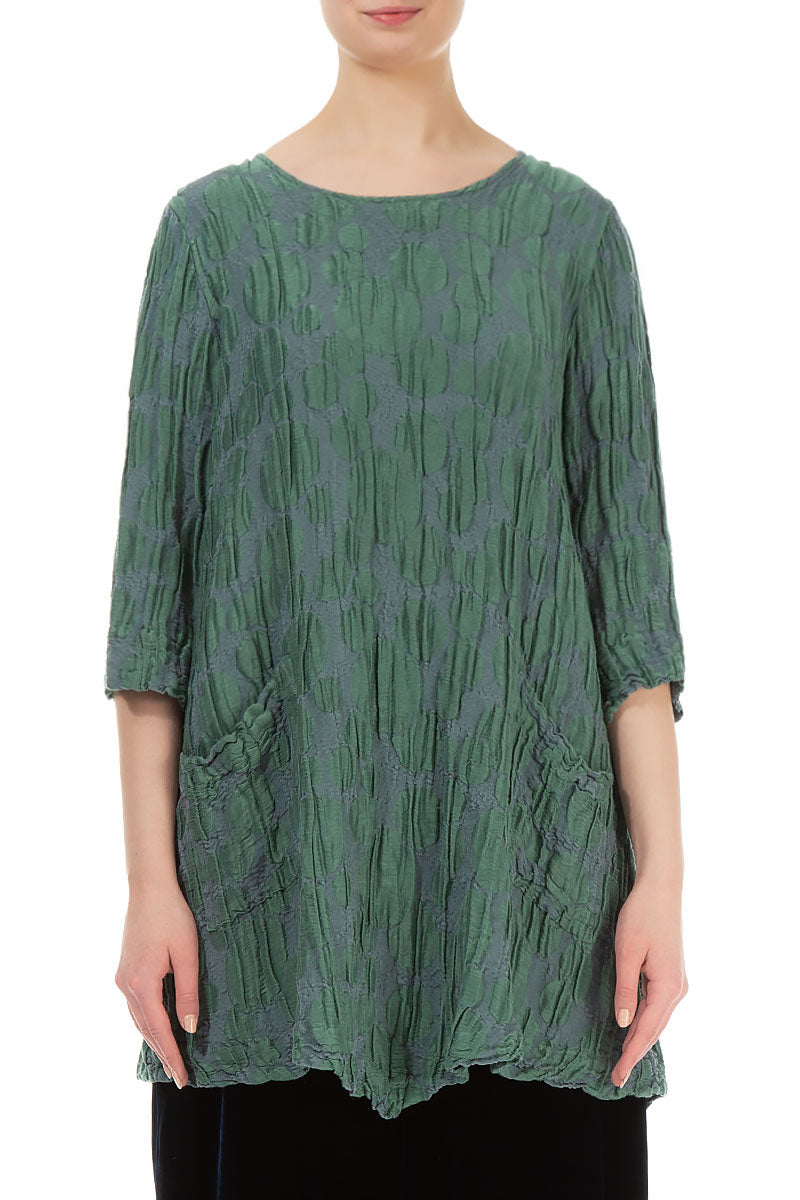 Two Pockets Dark Sage Circle Silk Linen Tunic 1