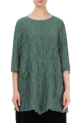 Two Pockets Dark Sage Circle Silk Linen Tunic 1