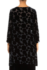 Two Pockets Devoré Bubbles Midnight Blue Silk Velvet Tunic 2