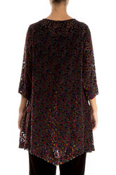 Two Pockets Festive Devoré Dot Silk Velvet Tunic 2