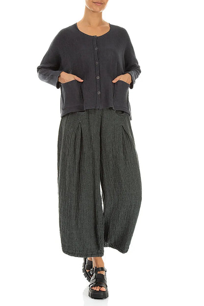 Two Pockets Graphite Linen Cardigan