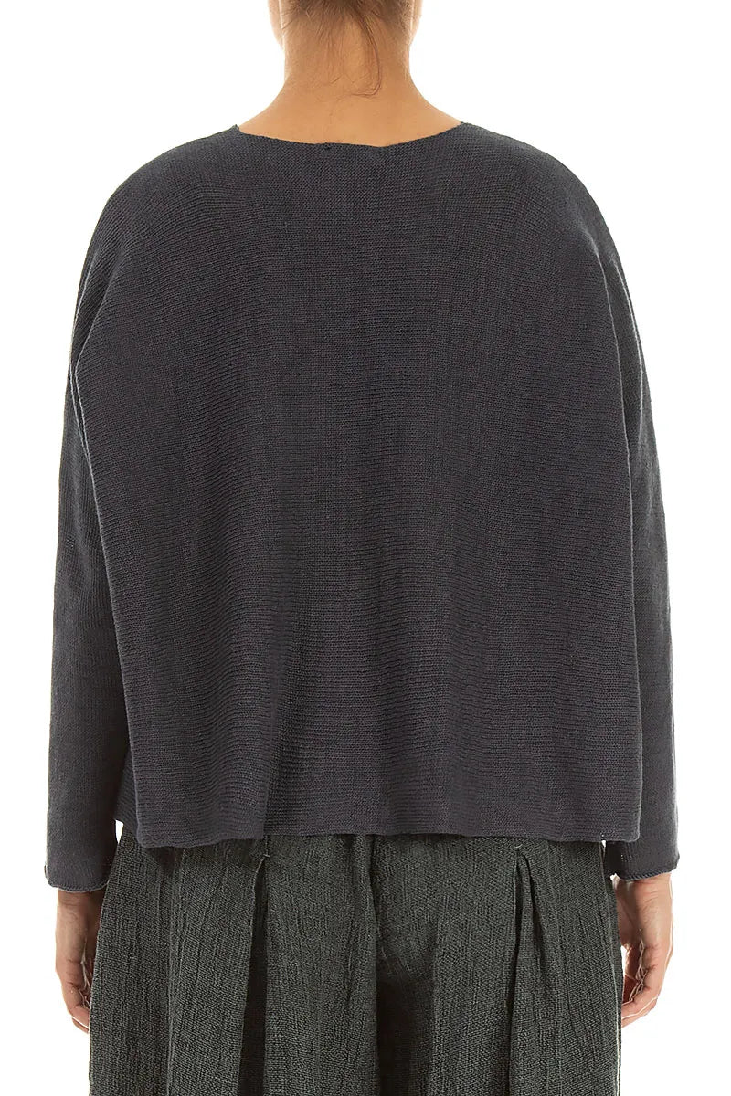 Two Pockets Graphite Linen Cardigan