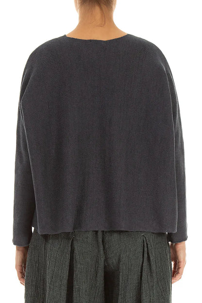 Two Pockets Graphite Linen Cardigan