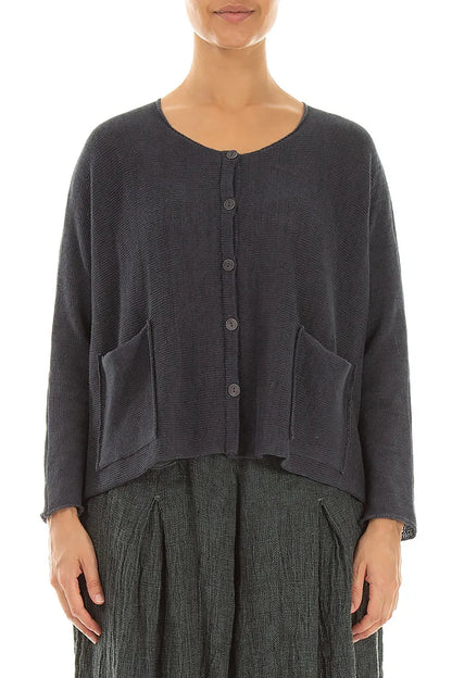 Two Pockets Graphite Linen Cardigan