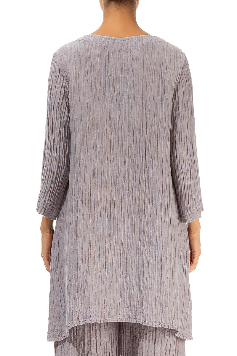 Two Pockets Greige Crinkled Silk Tunic 2