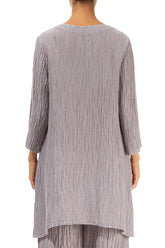 Two Pockets Greige Crinkled Silk Tunic 2