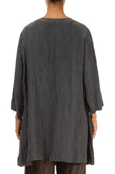 Two Pockets Grey Crinkled Silk Tunic 2