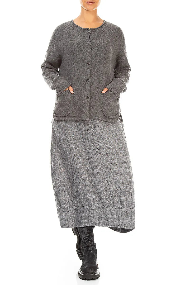 Two Pockets Grey Merino Wool Cardigan 4