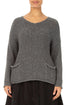 Two Pockets Grey Merino Wool Jumper 1