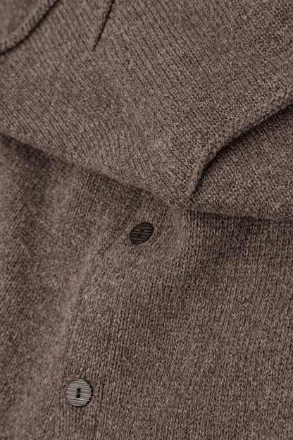 Two Pockets Khaki Brown Merino Wool Cardigan 6