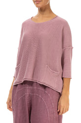 Two Pockets Mauve Pink Linen Jumper 3