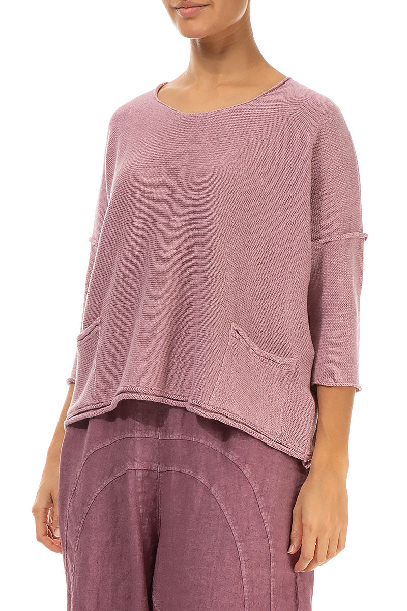 Two Pockets Mauve Pink Linen Jumper 3