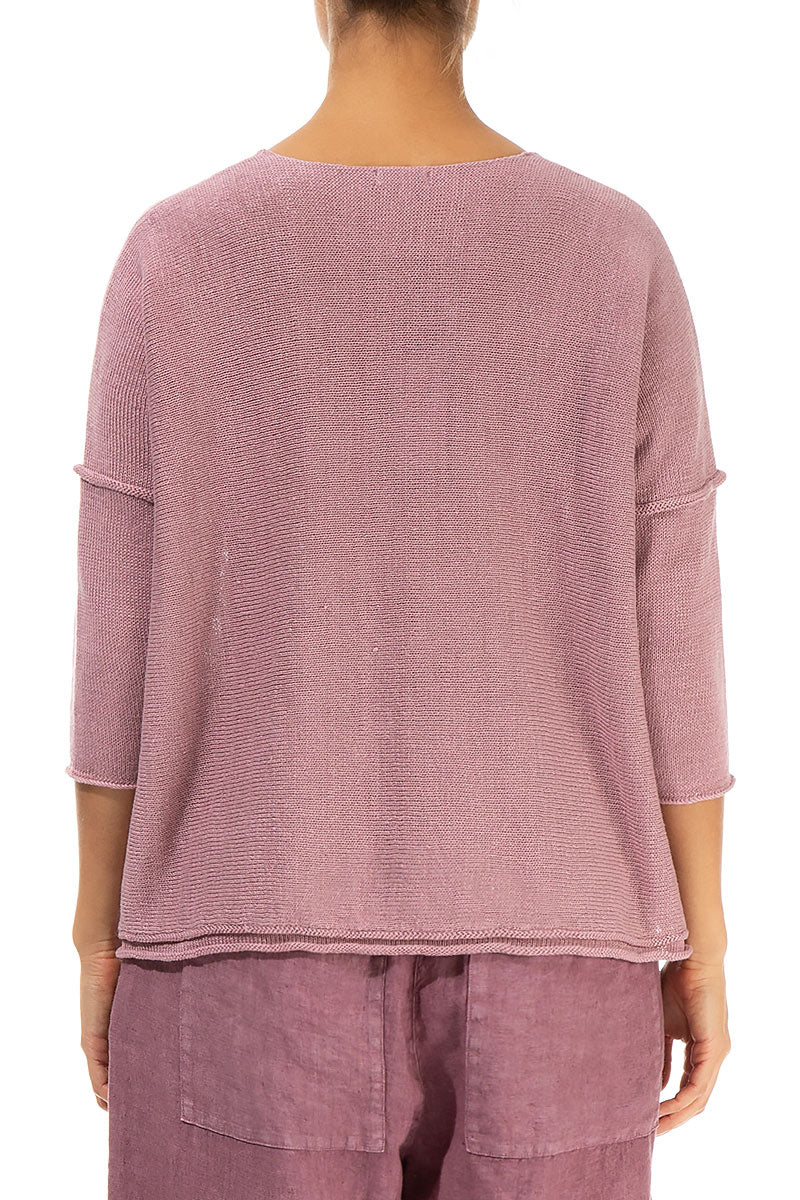Two Pockets Mauve Pink Linen Jumper 2
