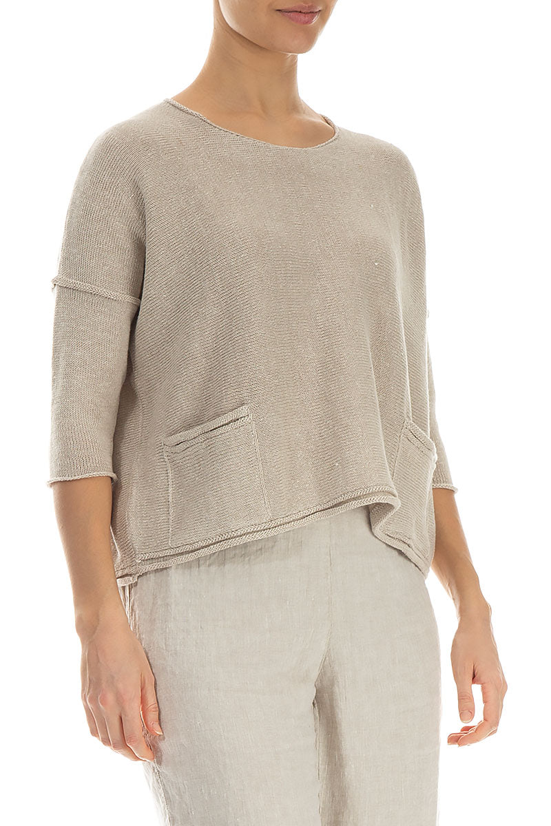 Two Pockets Natural Linen Jumper 3