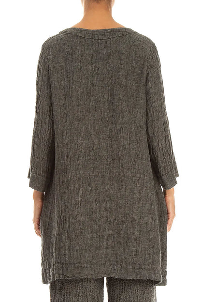 Two Pockets Olive Grey Mélange Linen Tunic