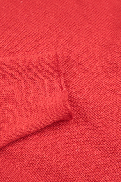 Two Pockets Red Linen Cardigan 6
